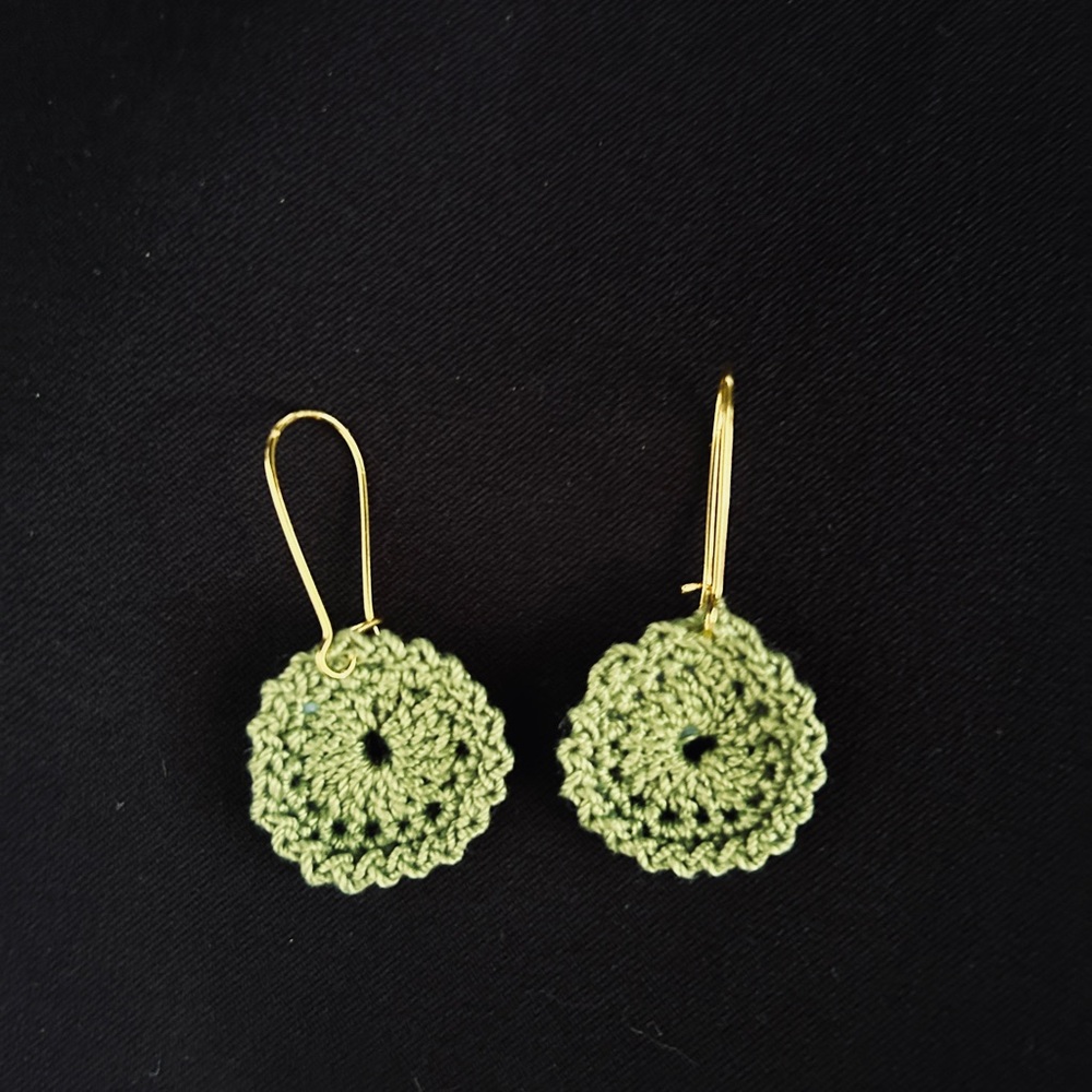 Elegant Green Crochet Earrings